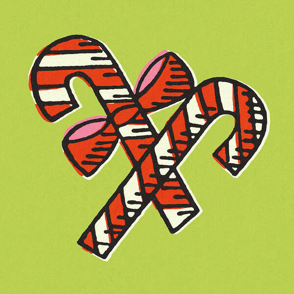 Bow Poster featuring the drawing Candy Canes by CSA Images