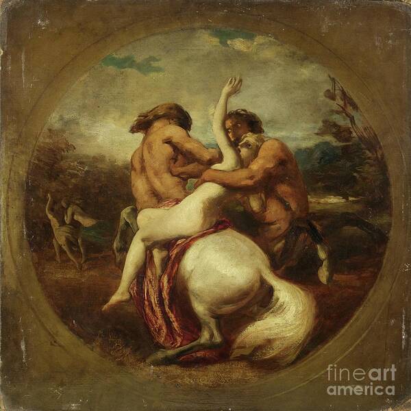 Fight Poster featuring the painting Centaurs And Nymphs by William Etty