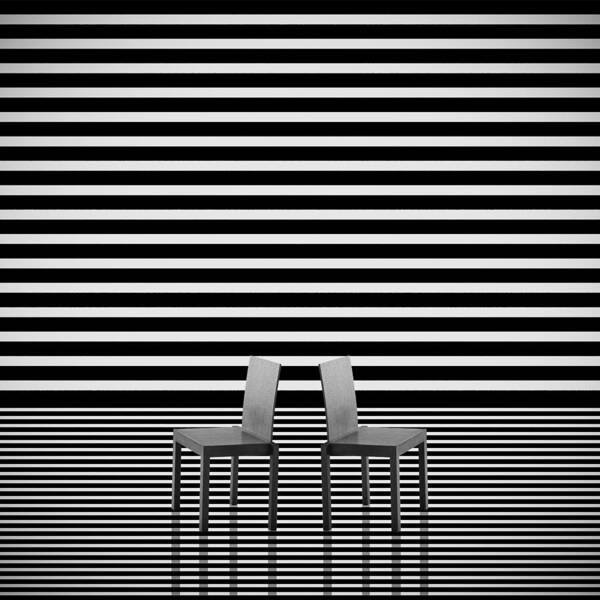 Abstract Poster featuring the photograph Chairs And Stripes by Inge Schuster