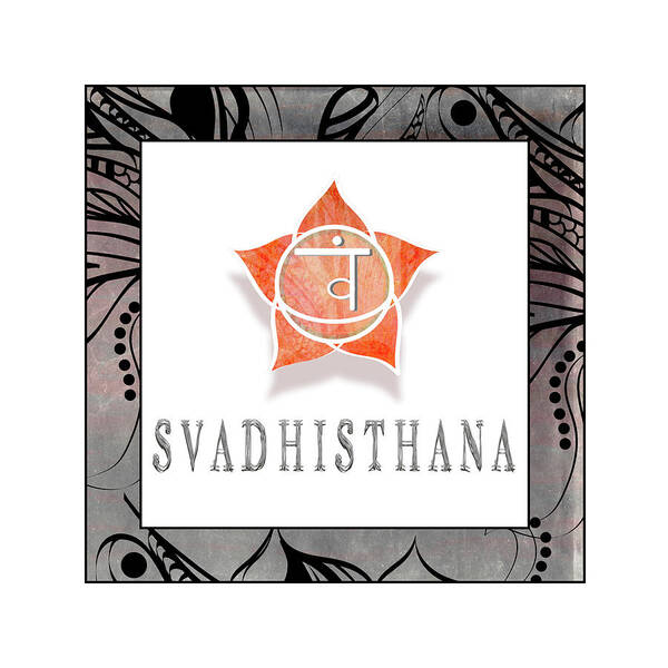 Chakras Yoga Framed Svadhisthana Poster featuring the mixed media Chakrasyogaframed_svadhisthana V1 by Lightboxjournal