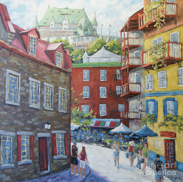 Quebec Historic Cityscape Scene Poster featuring the painting Chateau Frontenac Lower Quebec by Richard Pranke by Richard T Pranke