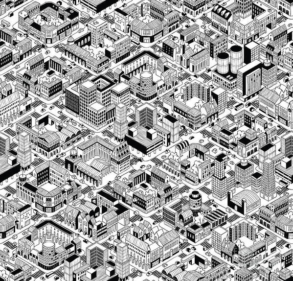 Interactive Poster featuring the digital art City Urban Blocks Seamless Pattern by Vook