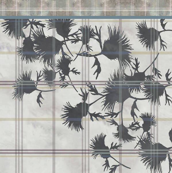 Plaid Poster featuring the digital art Cream Thistle Plaid Contrast Border by Sand And Chi