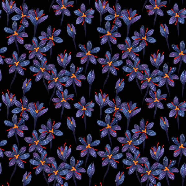 Crocus Flowers 1 Poster featuring the digital art Crocus Flowers 1 by Anastasia Khoroshikh