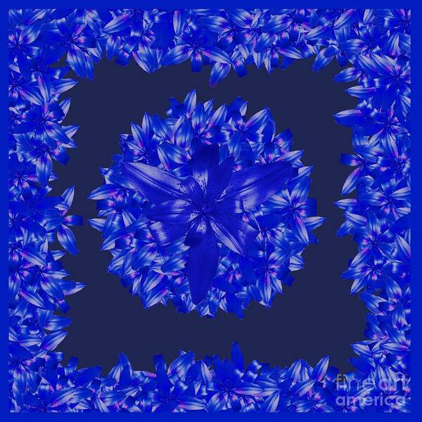 Dark Blue Poster featuring the digital art Dark Blue Floral for Home Decor by Delynn Addams