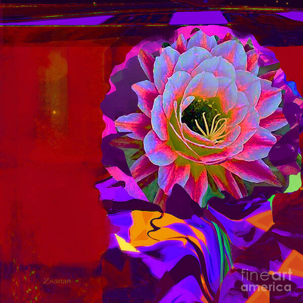 Square Poster featuring the mixed media Dazzle My Cactus by Zsanan Studio