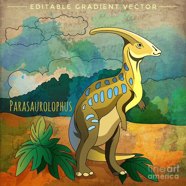 Clipart Poster featuring the digital art Dinosaur In The Habitat Vector by Conceptcafe
