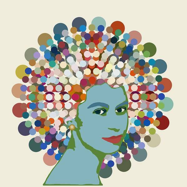 Dotty Poster featuring the mixed media Disco Queen WHITE by BFA Prints