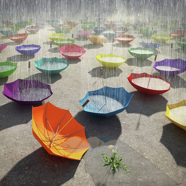 Rain Poster featuring the digital art Downpour by Cynthia Decker