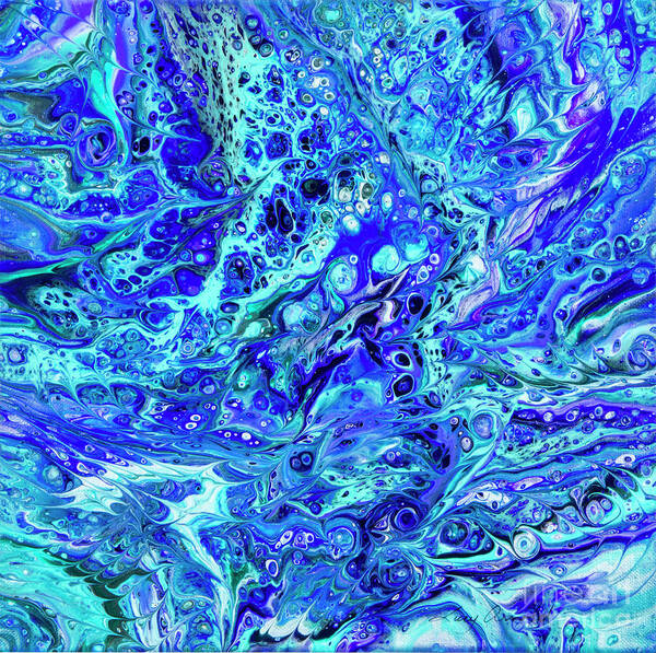 Poured Acrylics Poster featuring the painting Dream in Purple and Green by Lucy Arnold