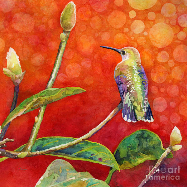 Hummingbird Poster featuring the painting Dreamy Hummer by Hailey E Herrera