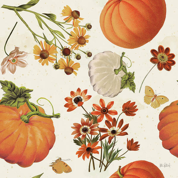 Butterflies Poster featuring the mixed media Fall Garden Step 01a Tile by Katie Pertiet
