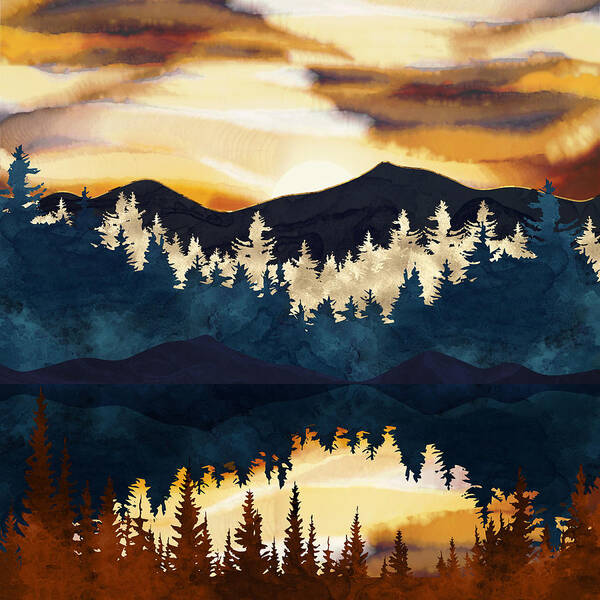 Fall Poster featuring the digital art Fall Sunset by Spacefrog Designs