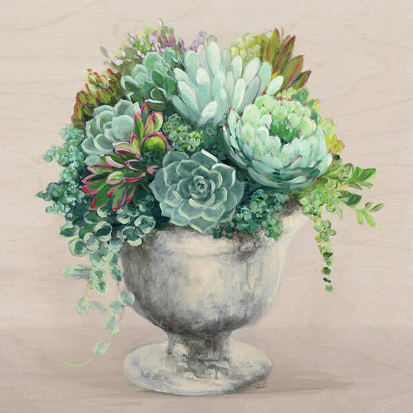 Arrangements Poster featuring the painting Festive Succulents I Blush by Julia Purinton