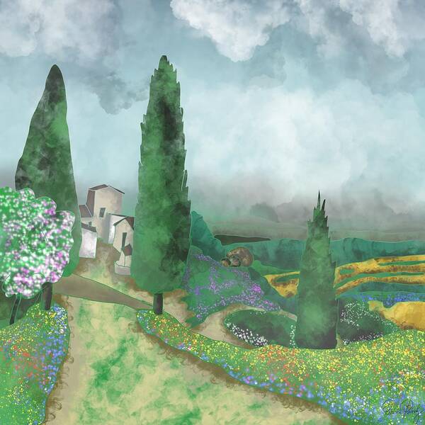 Fields Of Italy Poster featuring the painting Tuscany - Fields of Italy by Patricia Piotrak