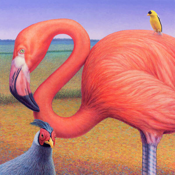 Flamingo Poster featuring the painting Fish Out of Water by James W Johnson