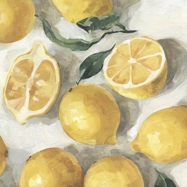 Lemon Poster featuring the painting Fresh Lemons II by Emma Caroline