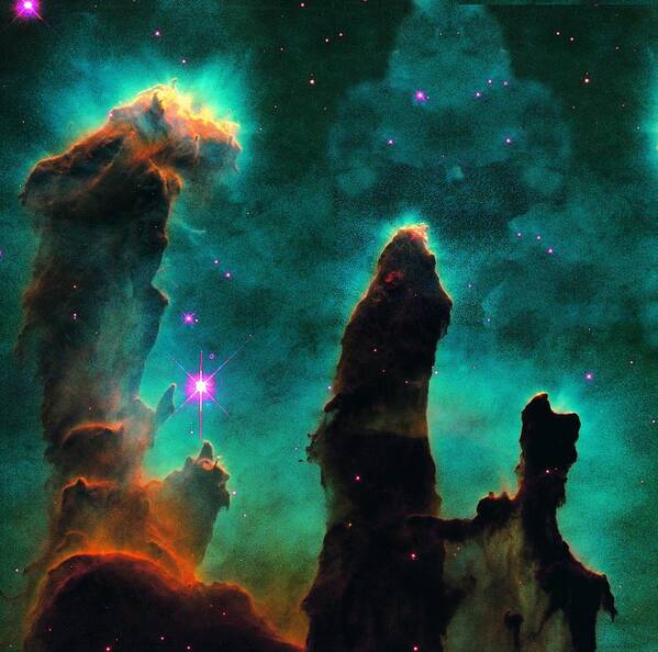 Outdoors Poster featuring the photograph Gaseous Pillars In The Eagle Nebula by Digital Vision.