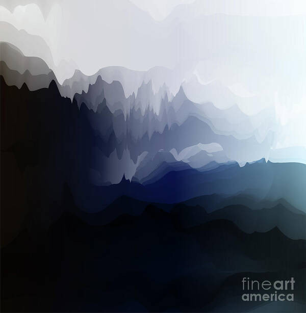Chinese Culture Poster featuring the digital art Glowing Gradient Mountain Landscape by Shuoshu
