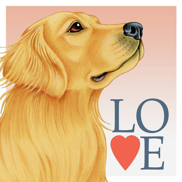 Golden Retriever Love Poster featuring the mixed media Golden Retriever Love by Tomoyo Pitcher