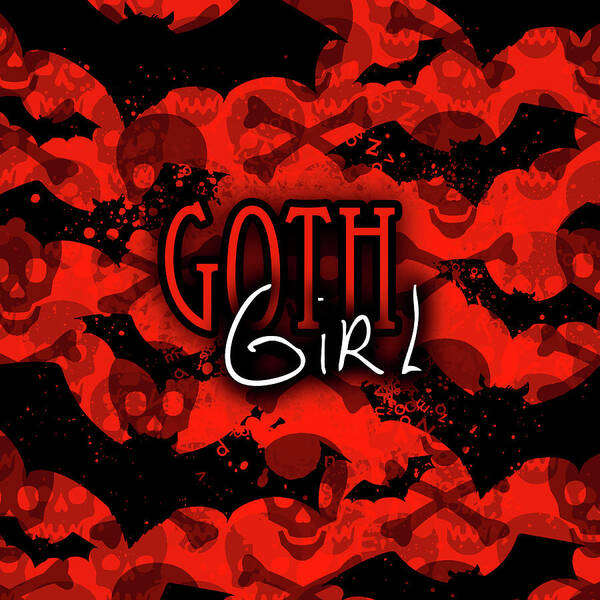 Goth Poster featuring the digital art Goth Girl Graphic by Roseanne Jones