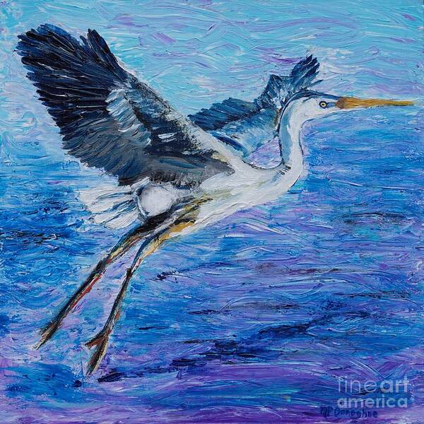Great Blue Heron Poster featuring the painting Great Blue Heron Impressions by Patty Donoghue