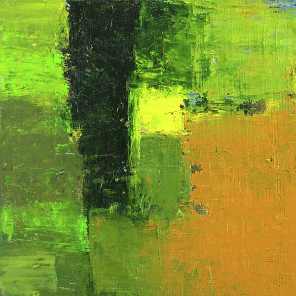Green Abstract Painting Poster featuring the painting Green Envy Abstract Painting by Nancy Merkle