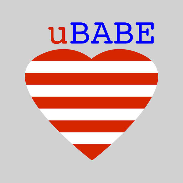 Ubabe Heart Poster featuring the digital art Hearts and Stripes by Ubabe Style