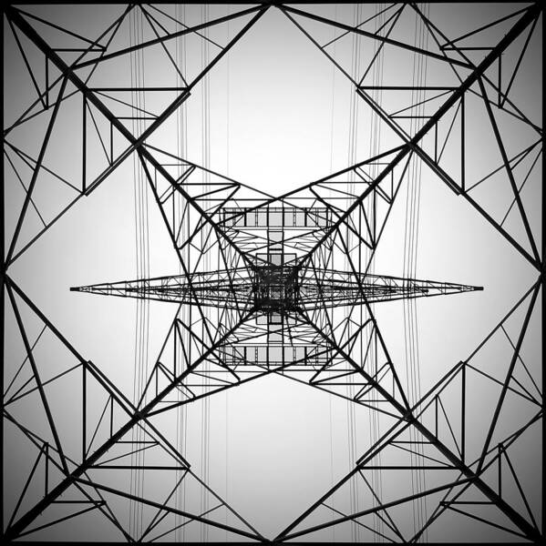 Symmetry Poster featuring the photograph High Voltage Tower by Mohammed Al-furaih