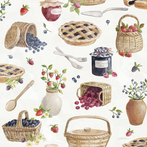 Baskets Poster featuring the painting Homemade Happiness Pattern Ia by Silvia Vassileva