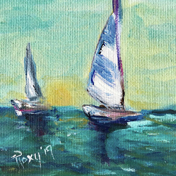 Sailing Poster featuring the painting Horizon Sail by Roxy Rich