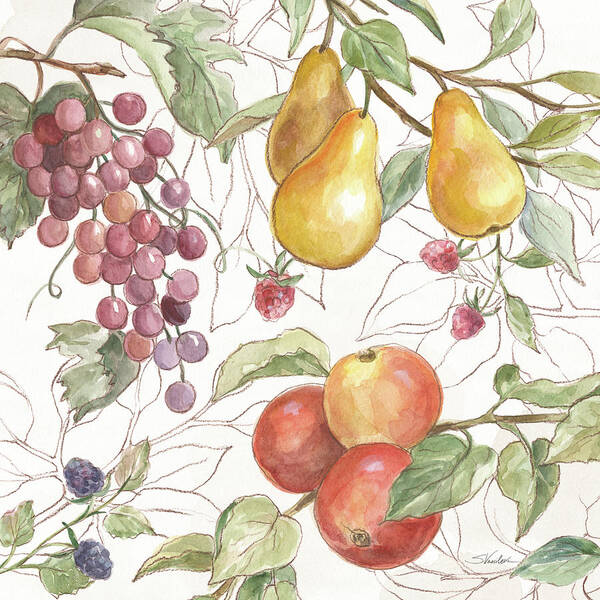 Apples Poster featuring the painting In The Orchard Vii by Silvia Vassileva