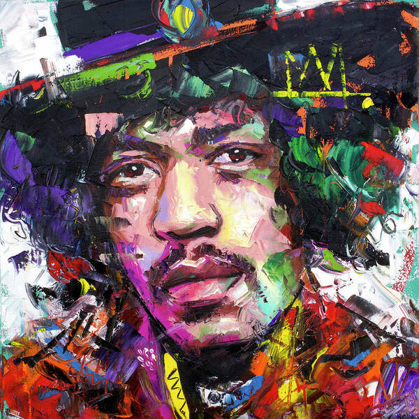 Jimi Poster featuring the painting Jimi Hendrix IV by Richard Day