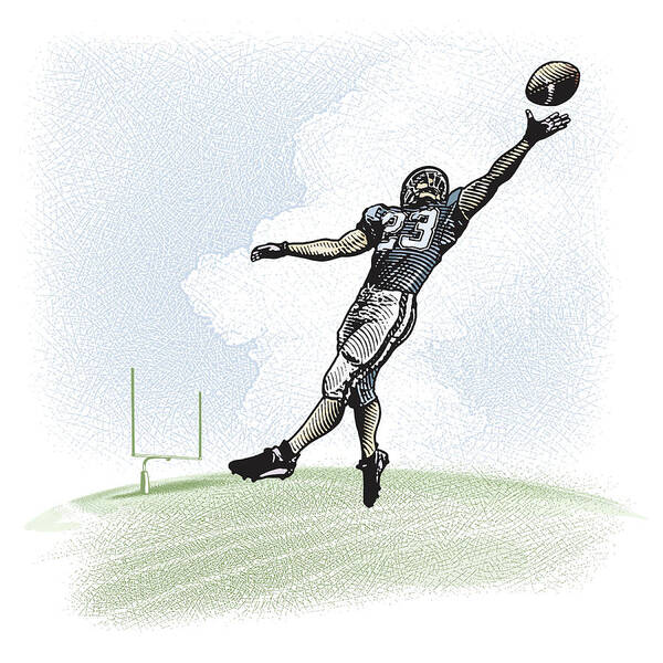 Sports Helmet Poster featuring the digital art Leaping Catch by George Peters