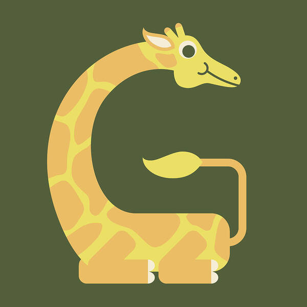 Animal Alphabet Poster featuring the digital art Letter G - Animal Alphabet - Giraffe Monogram by Jen Montgomery