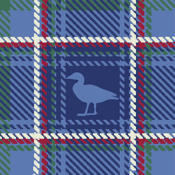 Lodge Duck Plaid Blue Poster featuring the mixed media Lodge Duck Plaid Blue by Sher Sester