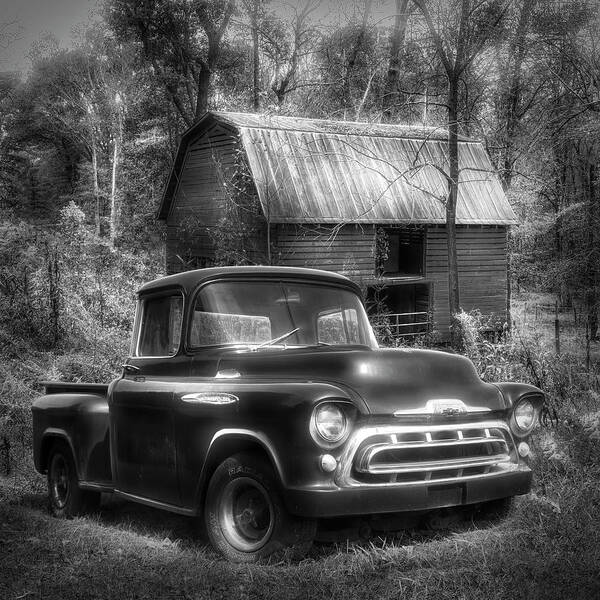 1957 Poster featuring the photograph Love that Black and White 1957 Chevy Truck by Debra and Dave Vanderlaan