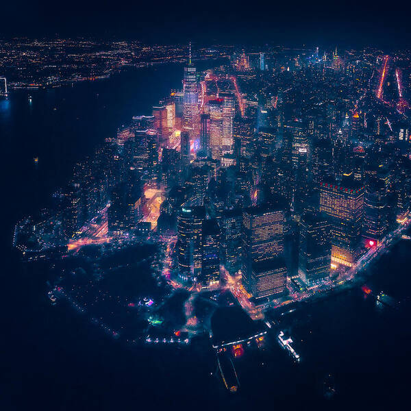 Night Poster featuring the photograph Lower Manhattan by Javier De La Torre