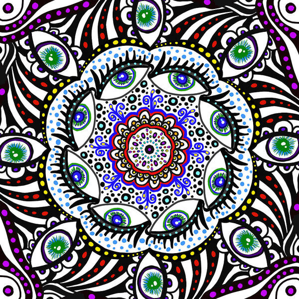 Mandala Poster featuring the drawing Mandala Eyes by Patricia Piotrak