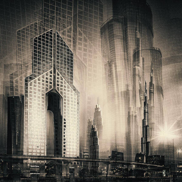 Sepia Poster featuring the photograph Megacity by Carsten Velten