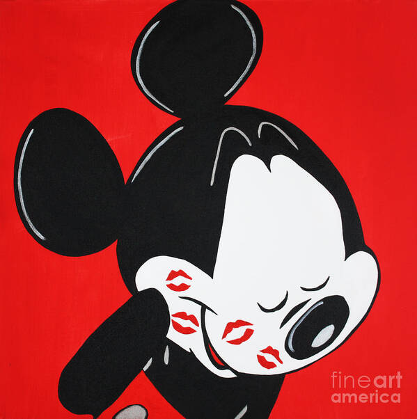 Mickey Mouse Painting Poster featuring the painting MICKEY MOUSE Red by Kathleen Artist PRO