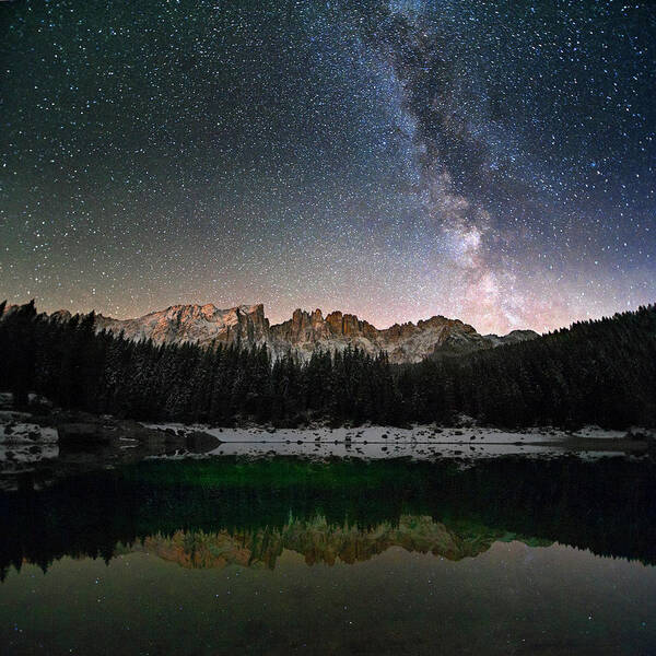 Scenics Poster featuring the photograph Milky Way In The Alps by Scacciamosche