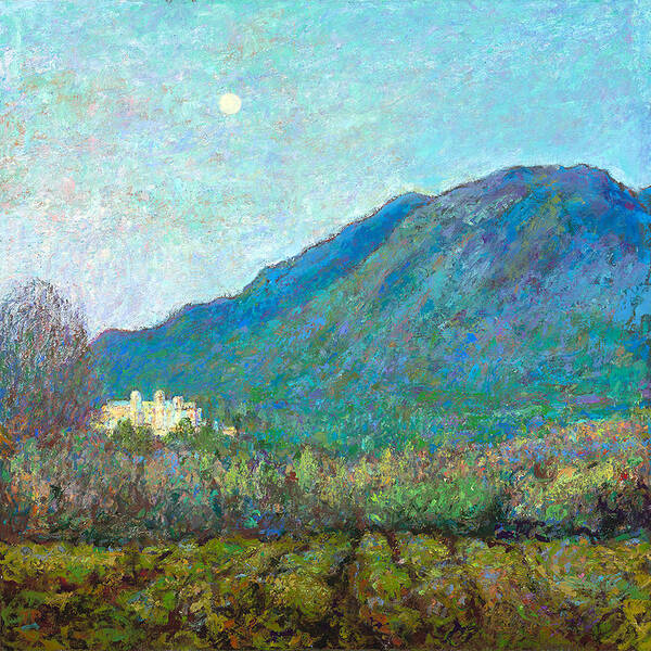 Landscape Poster featuring the painting Mount Saint Helena Moonrise by Tom Pittard