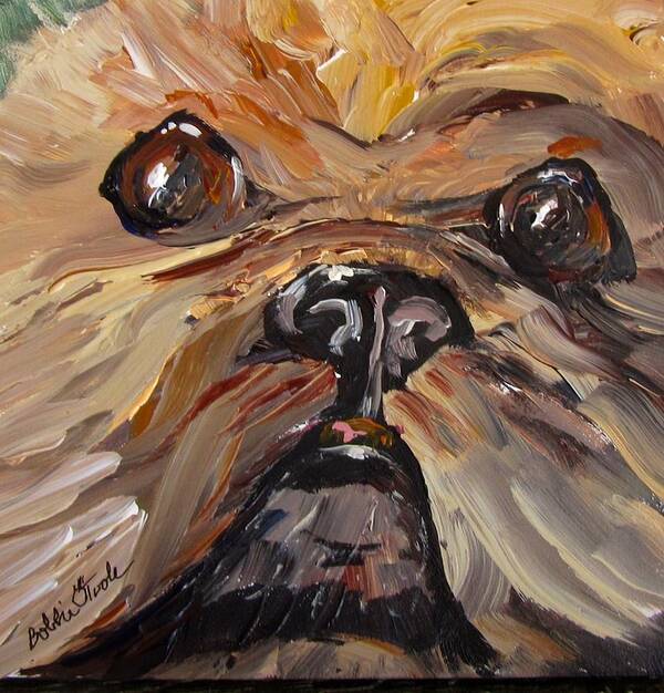 Dog Poster featuring the painting Mr Fuzzy Face by Barbara O'Toole