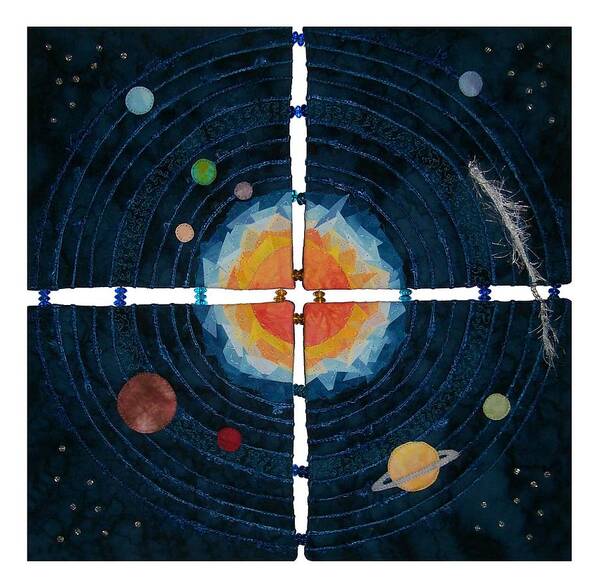 Art Quilt Poster featuring the tapestry - textile My Very Educated Mother Just Said Uh-Oh, No Pluto by Pam Geisel