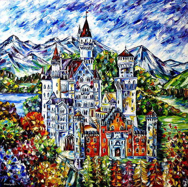 Beautiful Germany Poster featuring the painting Neuschwanstein Castle by Mirek Kuzniar