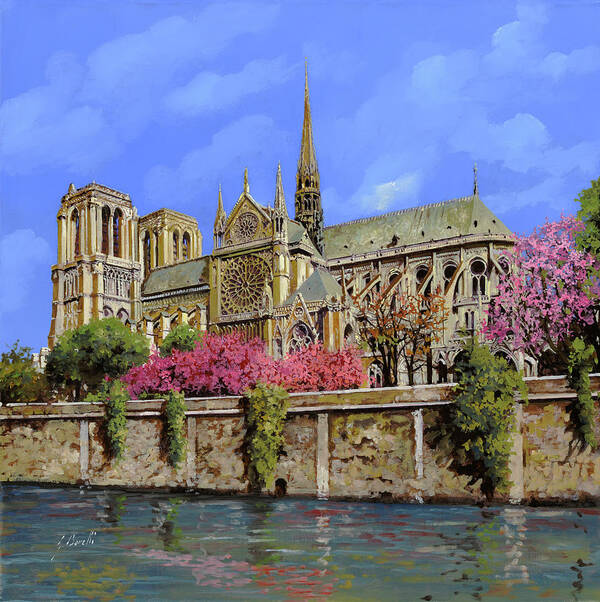 Notre Dame Poster featuring the painting Notre Dame in primavera by Guido Borelli