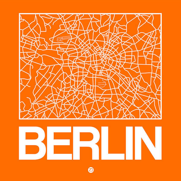 Berlin Map Poster featuring the digital art Orange Map of Berlin by Naxart Studio