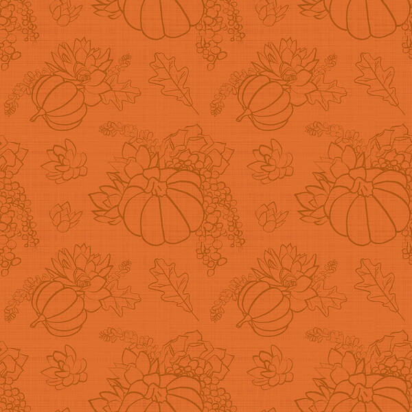 Succulents Poster featuring the painting Orange Tonal Succulent Pumpkin Pattern by Jen Montgomery by Jen Montgomery