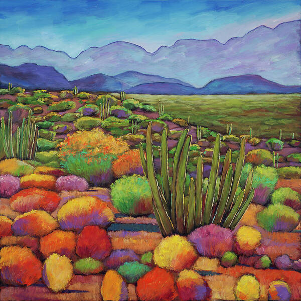 Desert Landscape Poster featuring the painting Organ Pipe by Johnathan Harris